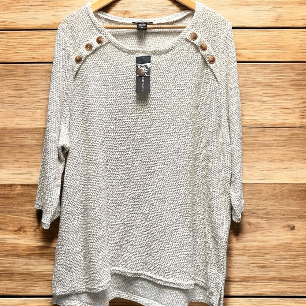 Robert Louis Oatmeal Boatneck 3/4 Sleeve Sweater